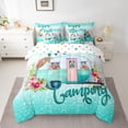 thumbnail image 2 of Homewish Happy Camping 7-Piece Twin Bedding Sets,Colorful Flower Floral Bedding Comforter Set,Cyan Glitter Print Sheet Sets For Teens,Ultra Soft Home Decor Reversible, 2 of 8