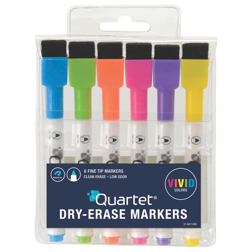 Quartet ReWritables Mini DryErase Markers,Vivid Colors,6 Pack