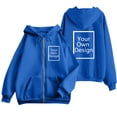 thumbnail image 4 of Women's Zip Up Hoodie Long Sleeve Casual Loose Sweatshirt Drawstring Hooded Jacket Front Kangaroo Pocket Lightweight Daily Layering Outerwear Blue,XXL, 4 of 4