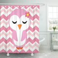 thumbnail image 1 of SUTTOM Cute Penguin Girl is Sleeping on Chevron Background Vector Cartoon Shower Curtain 66x72 inch, 1 of 1