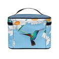 thumbnail image 3 of HELLHERO Cosmetic Organizer Bag Case Large Capacity Brush Slots for Men and Women Hummingbird Daisy Blue, 3 of 5