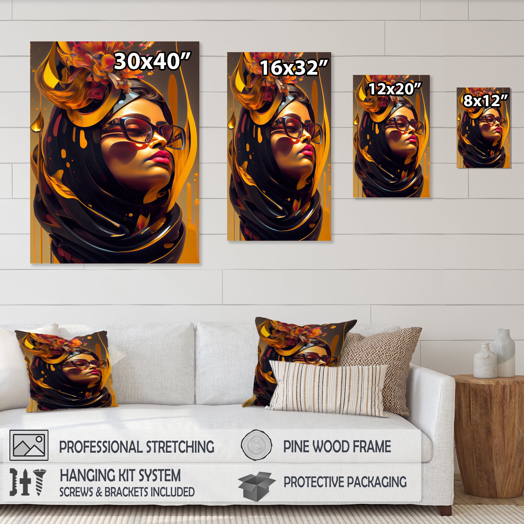 Designart Stylish Arabic Woman With Floral Hijab VI Canvas Wall Art