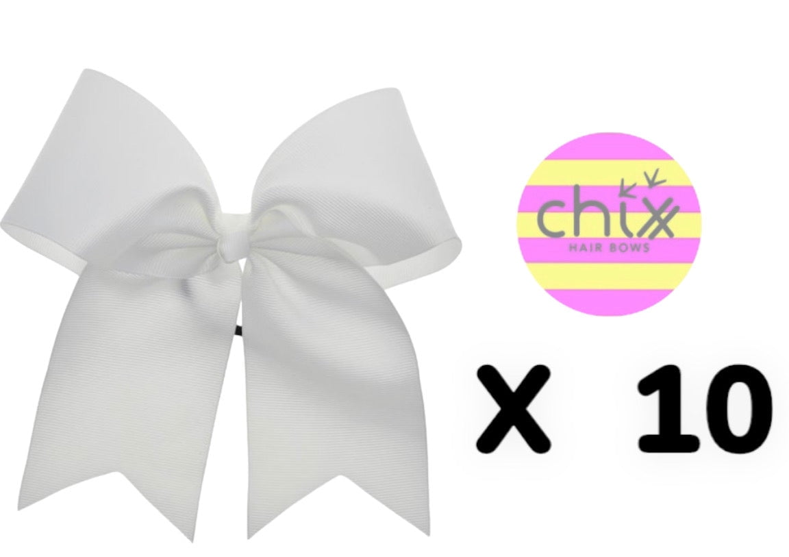Chixx Solid Plain Basic Cheer Dance Softball Bows - Neon Pink
