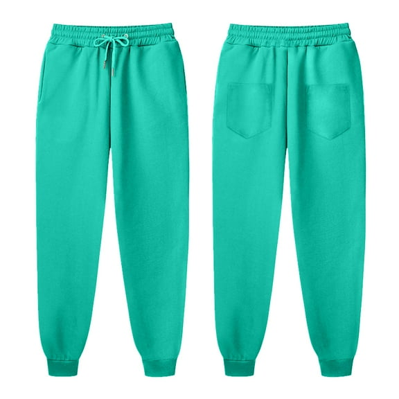 IDALL Sweatpants Women Joggers for Women Ladies Solid Color Drawstring Elastic Waist Casual Loose Foot Sweatpants Lounge Pants Women Baggy Pants Mint Green XS