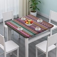 thumbnail image 3 of Purple Boho Tribal Stripes and Hearts Pattern Square Fitted Tablecloth with Elastic Edge,Square Table Cover,Washable Elastic Table Cover for Home Kitchen Party Decor 34"x34", 3 of 6