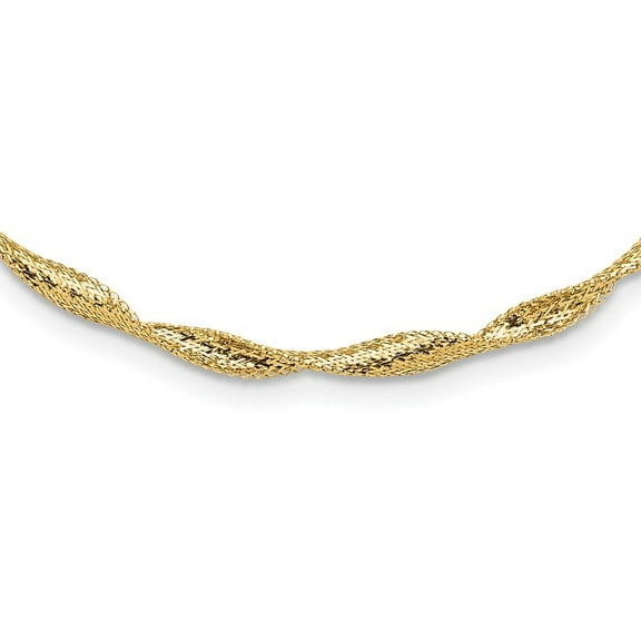 Auriga 14K Yellow Gold Polished Twisted Stretch Necklace for Women 17.5"
