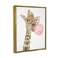 thumbnail image 3 of Stupell Fun Giraffe Bubblegum Animal Animals & Insects Painting Gold Floater Framed Art Print Wall Art, 3 of 6