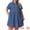 Mid Blue, variant on Stylish Plus Size Denim Babydoll Pockets Dress 1X Light Blue