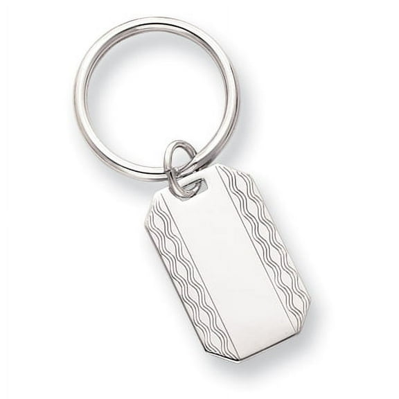 Rhodium-plated Kelly Waters Patterned Edge Key Ring GL8724