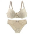 thumbnail image 2 of GILIGEGE Push Up Bra and Panty Sets for Women Underwear Sets for Women Full Coverage Bra Women's Underwire Lace Bras Pu Sh Up Bra and Bikini Pan Ties Sets Beige 100D, 2 of 5