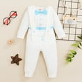thumbnail image 6 of IBTOM CASTLE Baby Boys Baptism Christening Outfit Bowtie Romper Suspender Pants Birthday Wedding Party Tuxedo Formal Suit Ring Bearer Clothes Set 6-12 Months Blue - Long Sleeve, 6 of 8