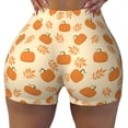 thumbnail image 2 of Susaid Autumn Leaves And Pumpkins Print Intensify Workout Shorts for Women Seamless Scrunch Short Gym Yoga Running Sport Active Exercise Fitness Shorts-Medium, 2 of 8