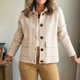 thumbnail image 5 of Kezqiaxn jackets for Women Trendy Long Sleeve Button Down Casual Outerwear with Pockets Fashion Collared Plus Size Jacket, 5 of 7