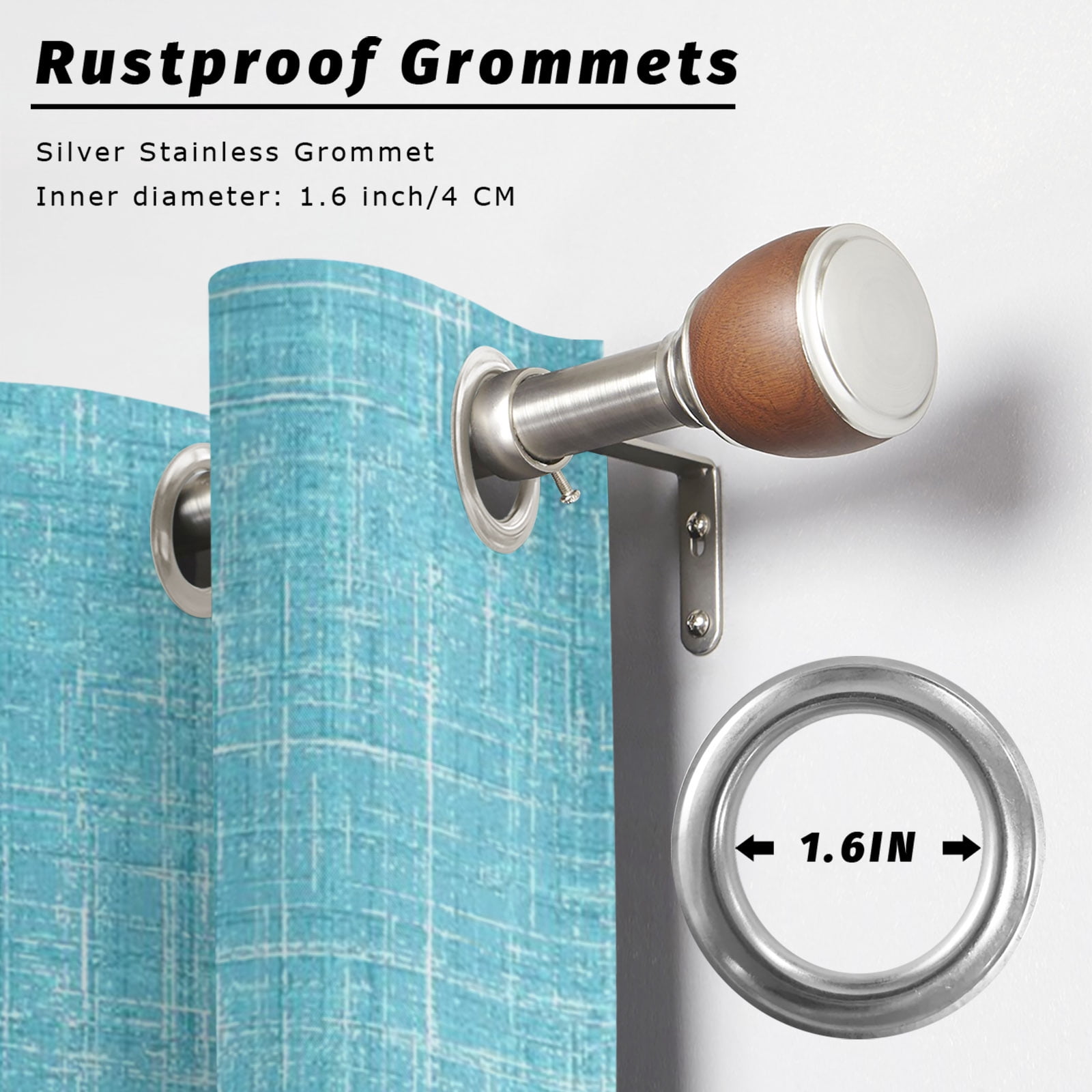Teal Blue Outdoor Curtains for Patio, Abstract Modern Farmhouse Solid Color Sunshade Privacy Drapes Grommet Waterproof Outside Curtains for Porch/Cabana/Balcony 54"x 95", 2 Panel