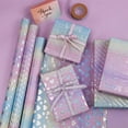 thumbnail image 2 of Holographic Glitter Wrapping Paper Roll 43cm x 3m - 4 Romantic Patterns Hearts Love Roses Stripes Shimmery Pastel Pink Blue Gift Wrap for Valentine’s Day Birthdays Wedding Party Decor, 2 of 9