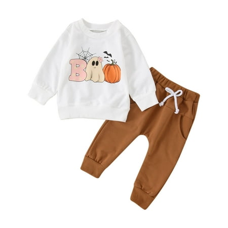 

Toddler Girls Outfits Holiday Outfits Letter Pumpkin Printing Long Sleeve Hoodie Casual Pants 2Pieces Clothing Suit Fall Girls Clothings 0 Months-6 Months