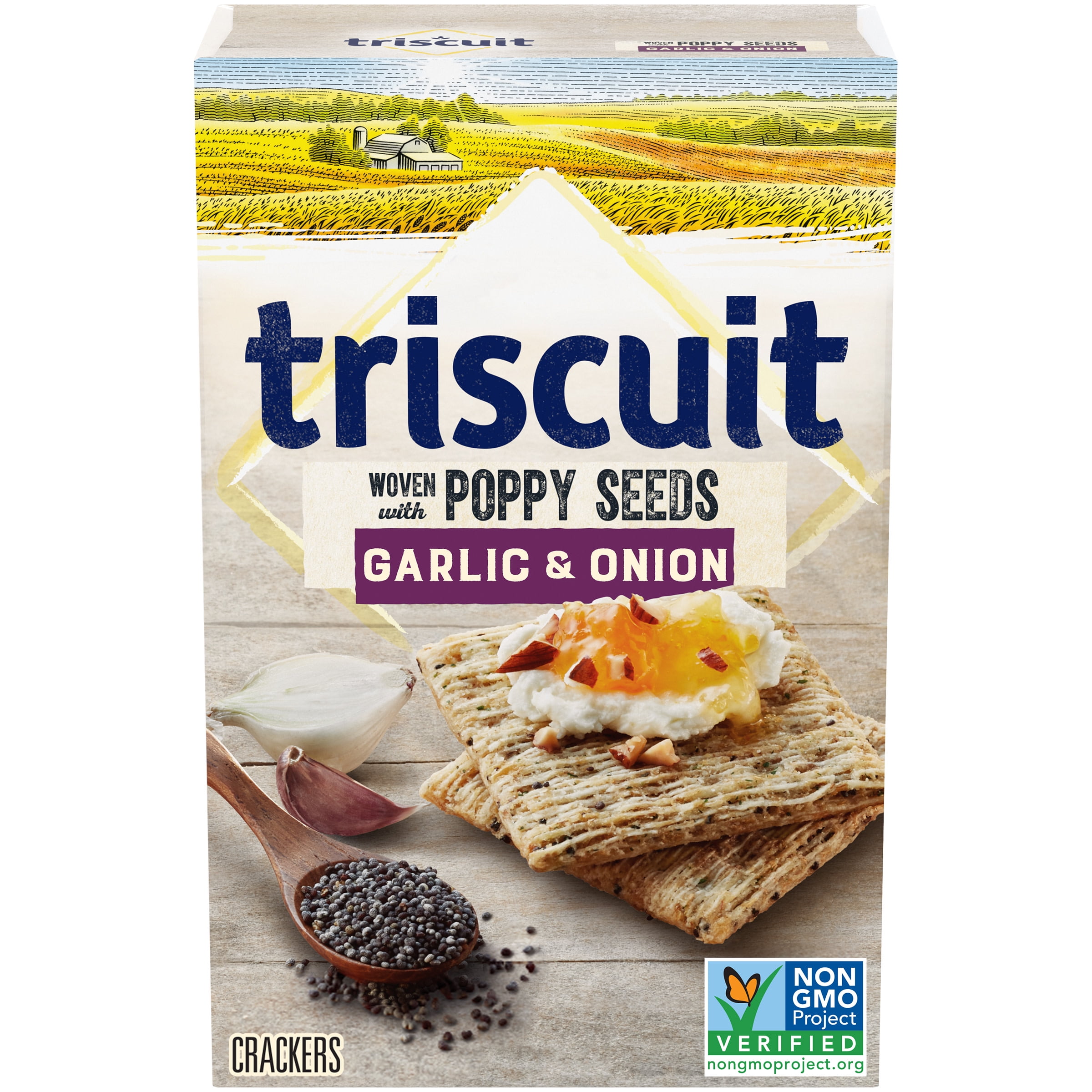 Triscuit Garlic & Onion With Poppy Seeds Whole Grain Wheat Crackers, 8 Oz