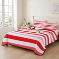 thumbnail image 2 of King Quilt Set 96''x106'', Red Pink Striped Lightweight Summer Bedspread Coverlet Set with 2 Pillow Shams, Farmhouse Stripes Simple Art Breathable All Season Quilt Bedding for Bedroom/Guest Room, 2 of 9