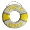 Hand Made 10 Inch Distressed Wood Life Ring "Life's A Beach"(Yellow)