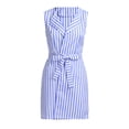 thumbnail image 2 of Robe d'Été pour Femmes Aguichant Femmes Été Aguichant Ceinture à Nouer Travail Bureau Rayée Sans Manches Courte Mini Robe, 2 of 8
