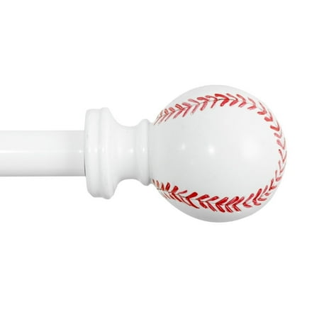 H Versailtex Curtain Rod Set Baseball Finials Children Room Decor
