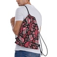 thumbnail image 3 of Drawstring Backpack - Red Gray Black Paisley Splash Proof Small Drawstring Gym Bag for Women Men, Cinch Sports String Bag Backpack for Travel Swimming Beach, 3 of 8