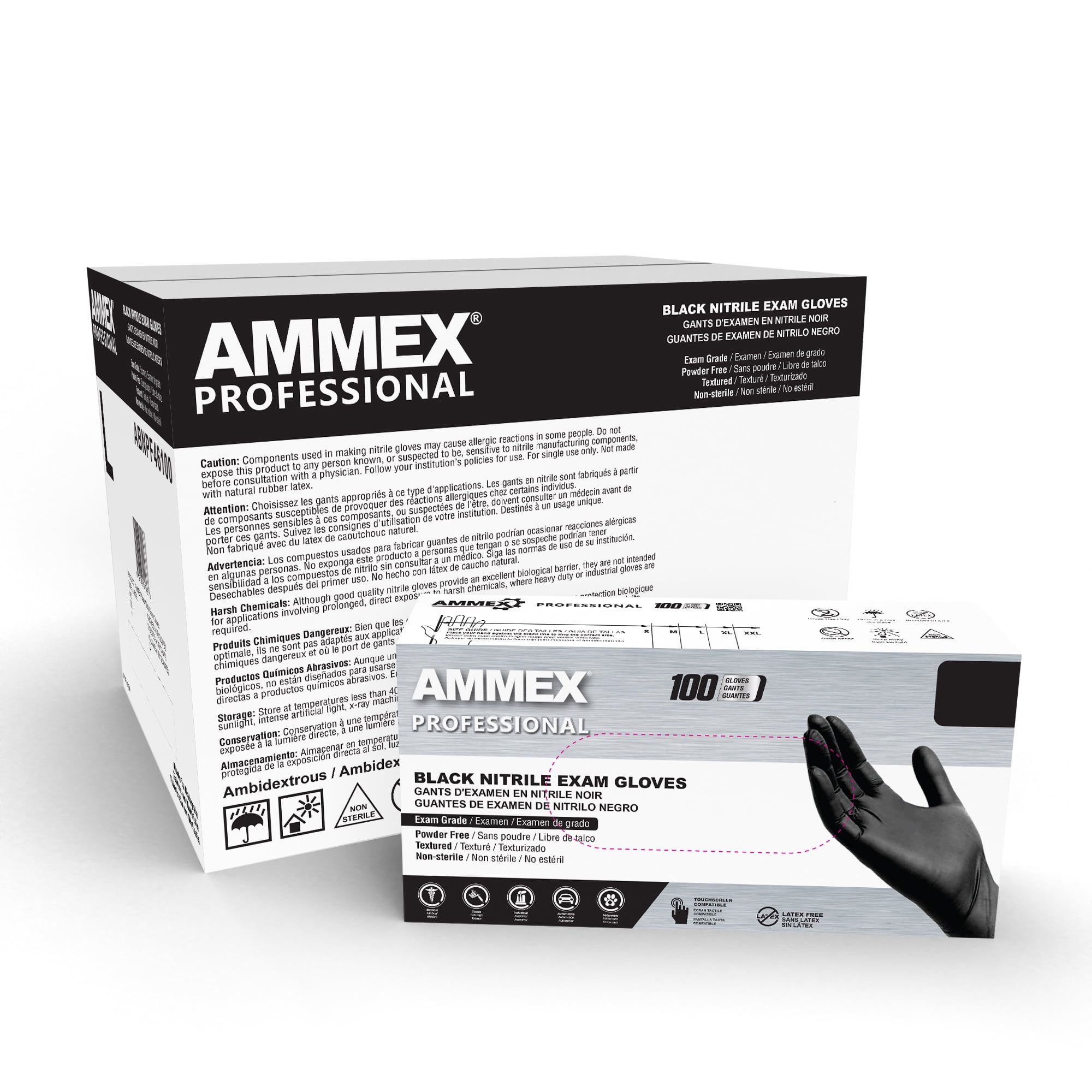 Ammex Nitrile Latex Free Powder Free Medical Disposable Gloves Small Black 1000 Case Walmart Com Walmart Com