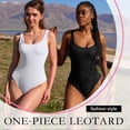 thumbnail image 4 of OQQ Women's 3 Piece Bodysuits Sexy Ribbed Sleeveless Square Neck Tank Tops Leotard 2025 Trendy Outfits, 4 of 7