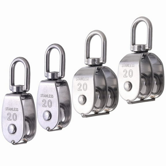 M20 Pulley Block, 2 Single Pulley 2 Double Pulley 304 Stainless Steel Wire Rope