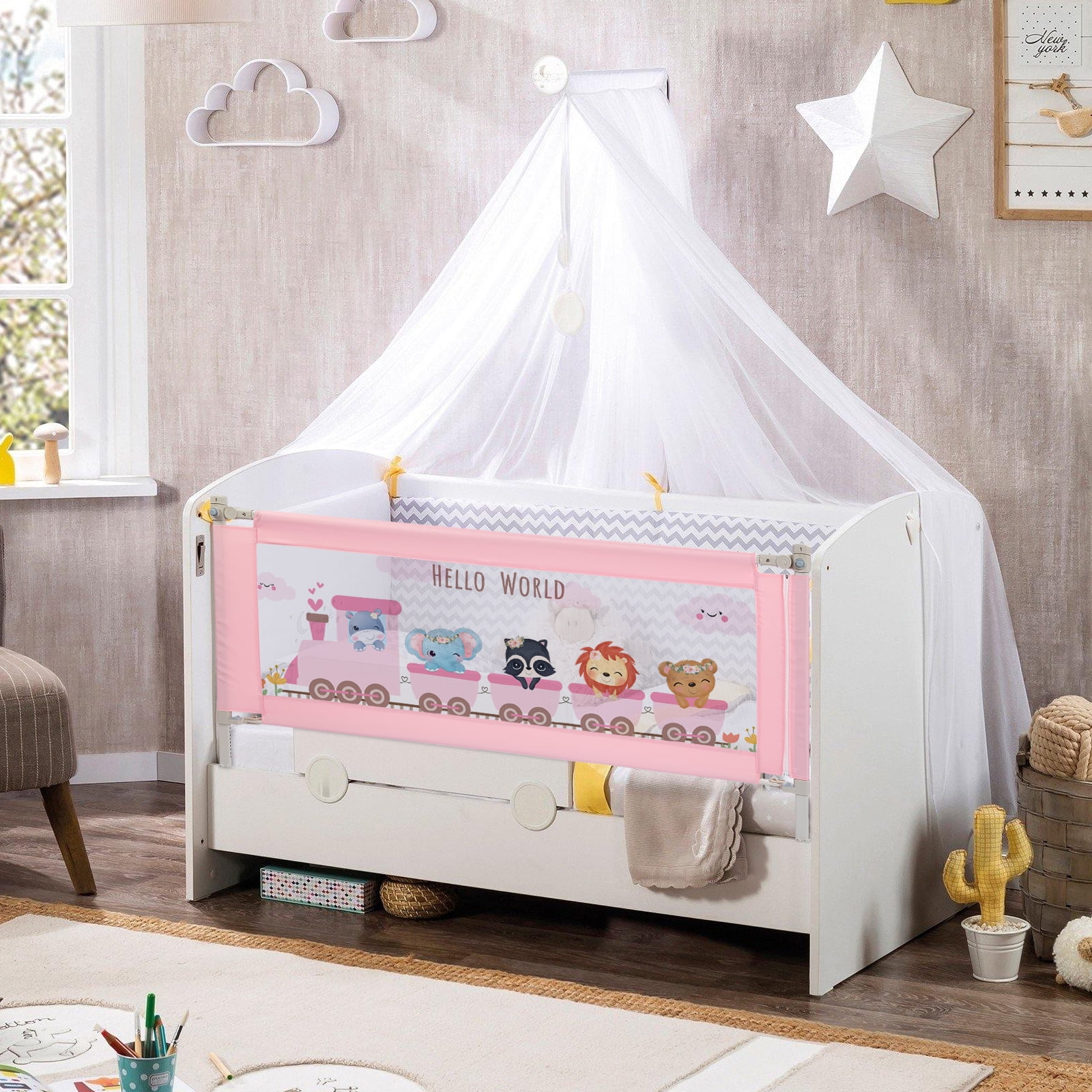Fitnate Bed Rail for Toddlers Upgraded Bed Guard Rail Baby Boys Girls Protector
