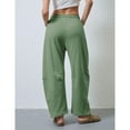 thumbnail image 4 of Lentta Women's Barrel Leg Sweatpant Drawstring Elastic Waisted Wide Leg Pants Casual Cotton Palazzo Trousers with Pockets, 4 of 7