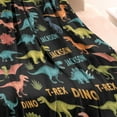 thumbnail image 3 of Black Cartoon Dinosaurs Names Pattern Blanket,Comfortable Soft Flannel Throw Blanket,All Season,Warm Lightweight Blankets for Sofa Bed Couch Living Room Chair,30"x40", 3 of 4