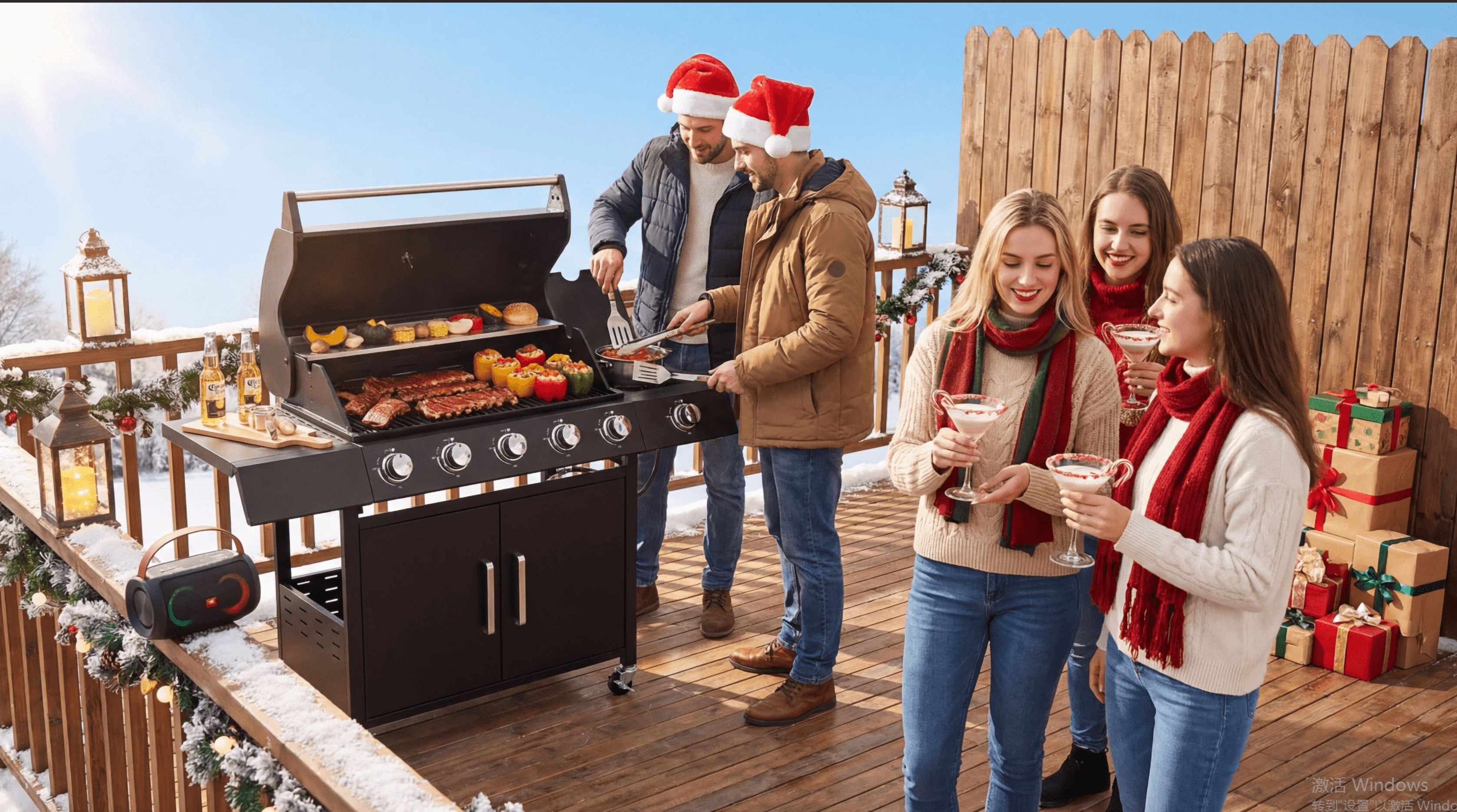 6-Burner w/Side Burner Gas Grill with 403 SQ.IN.60,000 BTU,Propane Grills with Top Cover Lid,Grills Outdoor Cooking for Patios,Camping,Balcony