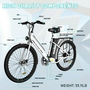 COLORWAY 26 Electric Bike for Woman, 500W Powerful Motor, 36V 12AH Removable Battery E Bike, Max. Speed 19.9MPH Electric Bicycle UL2849