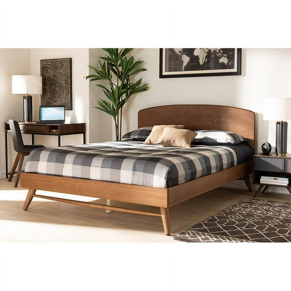 Baxton Studio Keagan Mid-Century Modern Transitional Walnut Brown Finished Wood Full Size Platform Bed