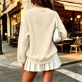 thumbnail image 4 of Crew Neck Sweatshirts Women Fall Oversized Crewneck Sweatshirt Vintage Fleece Pullover Loose Fit Cute Y2K Hoodie Khaki 3XL, 4 of 7