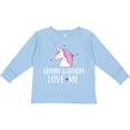 thumbnail image 3 of Inktastic Grammy and Grandpa Love Me Girl Unicorn Girls Long Sleeve Toddler T-Shirt, 3 of 5
