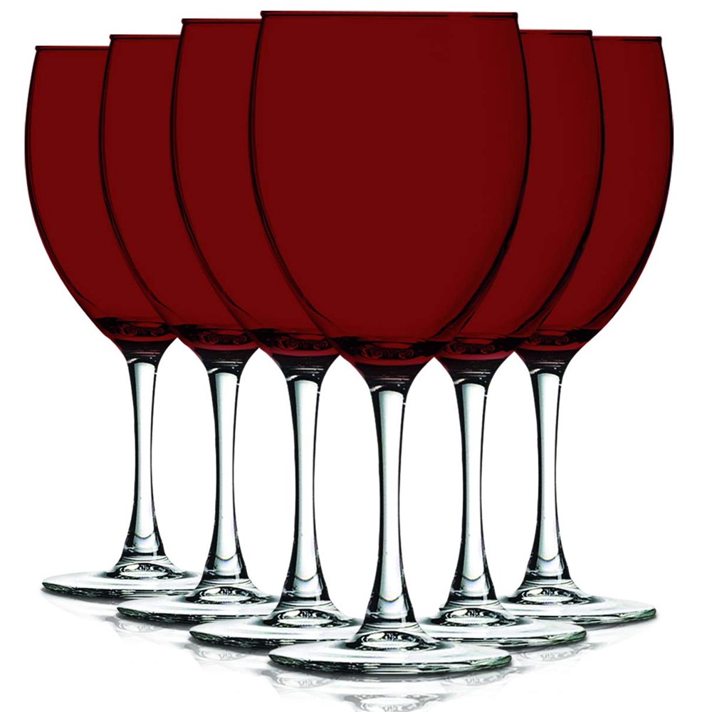 Red Nuance Top Accent 10 oz Wine Glasses Set of 6 by TableTop King