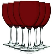 TableTop King 10 oz Wine Glasses, Stemmed Style, Nuance Top Accent, Red, Set of 6
