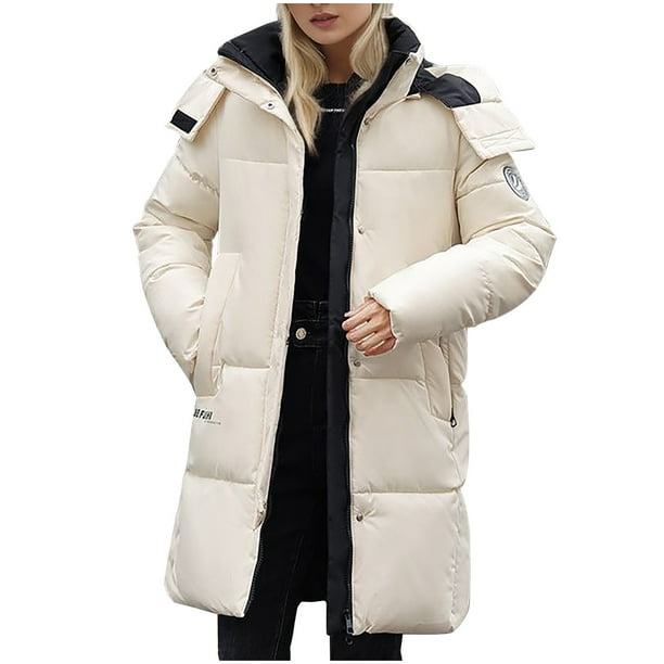 Chaqueta de algodón con capucha y manga larga para mujer, informal, con cremallera y manga larga, con capucha y plumón, abrigo de algodón