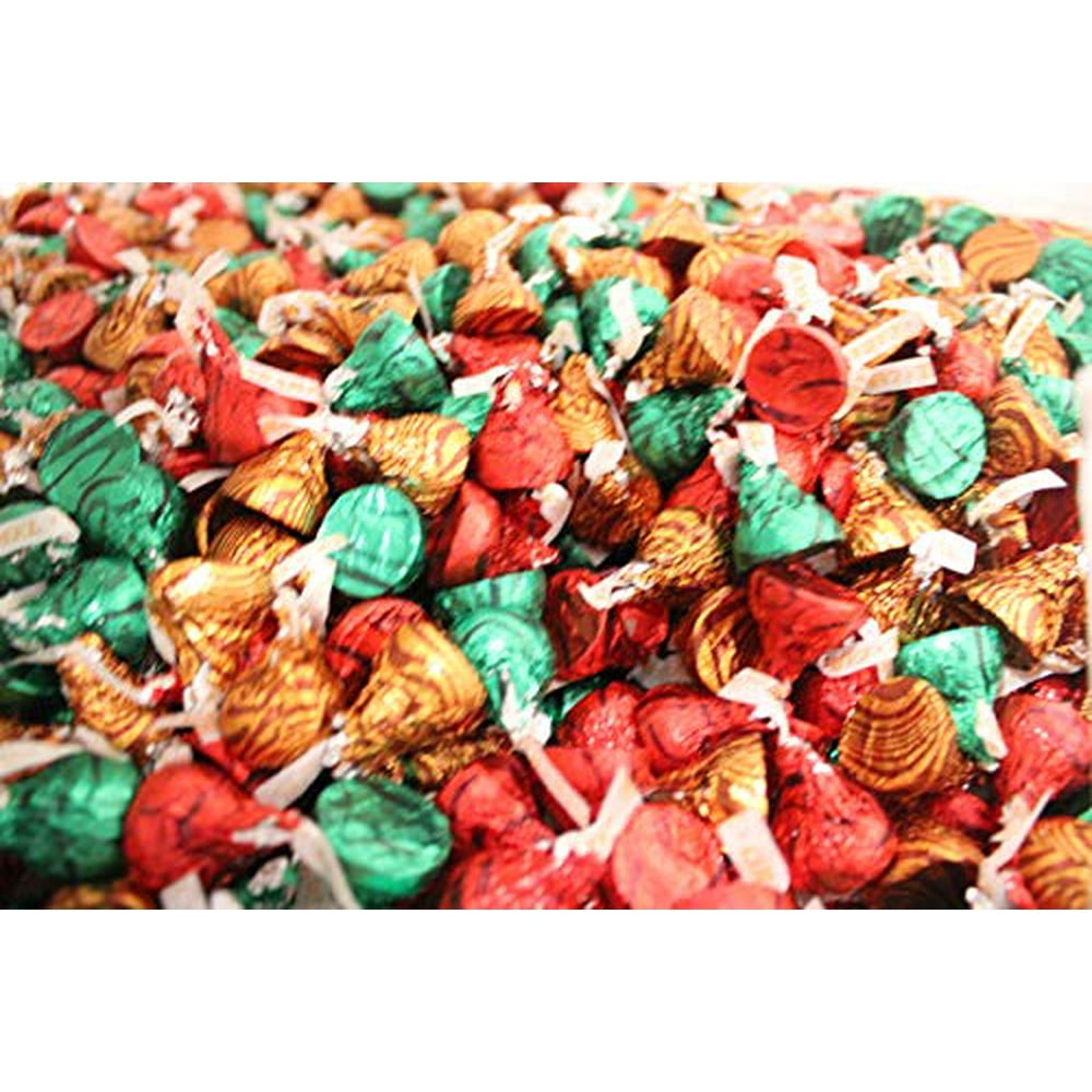 Hershey's Holiday Caramel Filled Kisses, Christmas Colors Red Green and