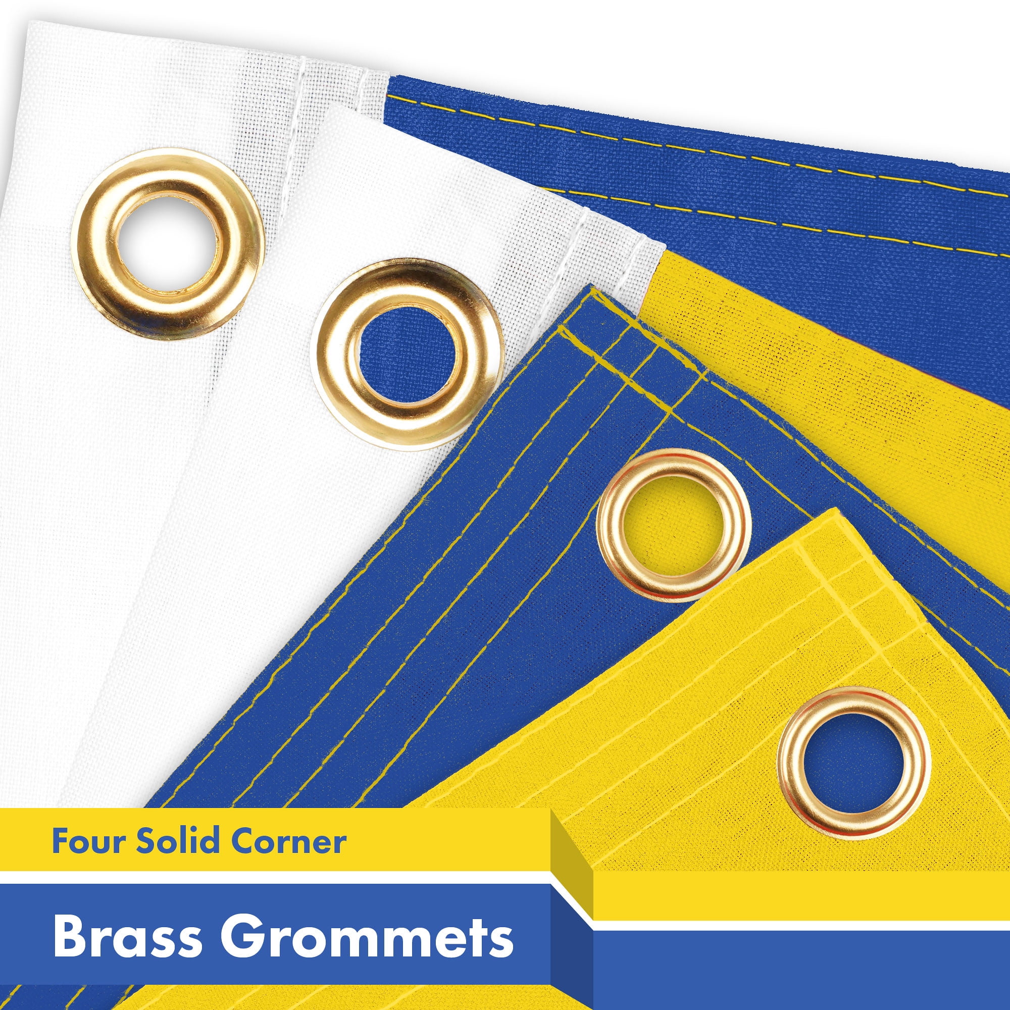 G128 Combo Pack: American USA Flag 3x5 Ft & Ukraine Ukrainian Flag 3x5 Ft | Both LiteWeave Pro Series Printed 150D Polyester, 4 Corner Brass Grommets, Perfect For Balcony/Wall