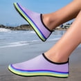 thumbnail image 5 of CIENVNSTG Unisex Wide Width Rainbow Striped Gradient Barefoot Aqua Socks Quick‑Dry Non‑Slip Water Shoes Lightweight Slip‑On Breathable Footwear Purple 42, 5 of 6