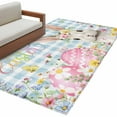 thumbnail image 6 of Blue Easter Area Rug 4x6 Washable Rug Non Slip Spring Easter Bunny Eggs Floral Buffalo Plaid Large Area Rug Indoor Floor Carpet for Entryway Bedroom Kitchen Living Room Home Office Dining Room, 6 of 8
