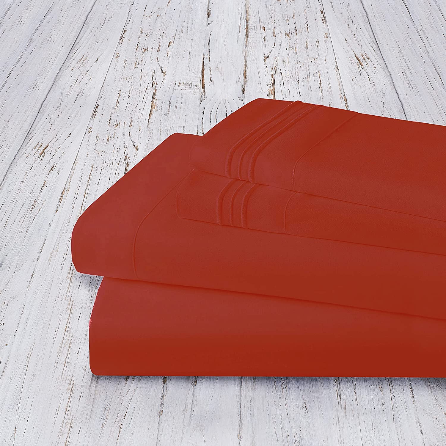 Bed Sheet Set - Brushed Microfiber Bedding - Bedding Sheets & Pillowcases - Deep Pockets - Easy Fit - Breathable & Cooling Sheets, Full, Rust