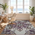 thumbnail image 3 of Design&I 9'x12' Washable Area Rug Snag-Free Vintage Pastel Petal Symmetry Flower Lilac Dorm Purple Boho Playful for Dining Room, Basement, Large Office, 3 of 7