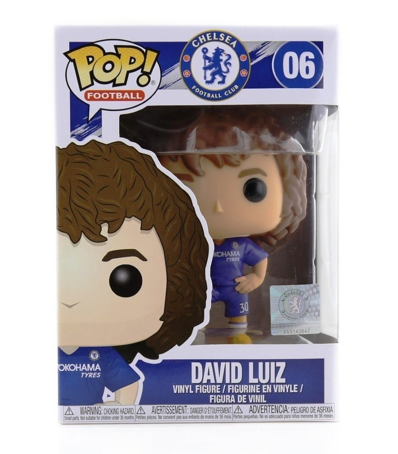: x POP Chelsea Football / Soccer Vinyl Figure & 1 POP David Luiz #006 / 29220 - B Compatible PET Plastic Graphical Protector Bundle 