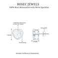 thumbnail image 5 of Rosec Jewels Certified Moissanite Heart Stud Earrings for Women - 7 mm - D-VS1 Quality - 3 Carat - Ready to Gift with Jewelry Box, 925 Sterling Silver, 5 of 6