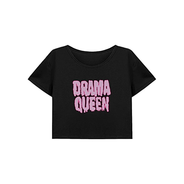 Camiseta corta clásica con cuello redondo para mujer para ir de compras en la calle, caminar en la playa M