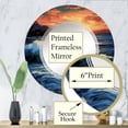 thumbnail image 3 of Designart "Vivid Shoreline Sunset with Breaking Waves II" Beach & Ocean Round Wall Mirror - Beach Oval Printed Decorative Oversized Mirror - Multiple Color Options, 3 of 4